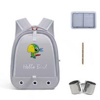 Portable Bird Carrier Bag Birdcage Parrot Pigeon Large Opening Backpack with Feeding Cups for Parakeet Cockatiel Lovebirds (Grey,1PCS) pilka