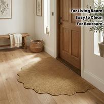 Pineapple Ring Ripple Semi-Circular Mat Door Mat Absorbent And Non-Slip, And Wear-Resistant, Easy to Clean, Home Room Decoration (WHITE,50X80CM)