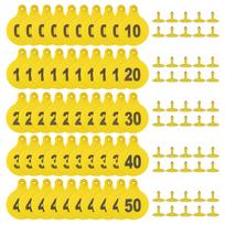 50 vnt. Galvijų karvių TPU ausies žymės su užrašu Ausies žymės 01-50 TPU tikslios ausies žymės Ūkinių gyvūnų identifikavimo kortelė (yellow,01-50)