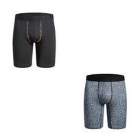 BONITOS 2pcs Men's Long Panties Print Boxers Ventilate Man Underwear Sexy Mens Underpants S