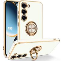 Case for Samsung Galaxy A36 5G - Soft Silicone with White Rotating Ring balta