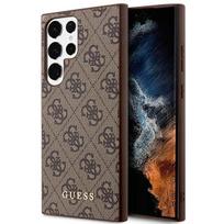 Guess Guhcs23Lg4Gfbr S23 Ultra S918Brązowy/Brown Twarde Etui 4G Metalowe Złote Logo