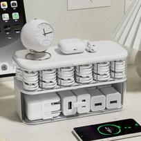 Transparent Desktop Cable Organizer Box With Lid Cord & Charger Storage Solution,No Power Needed,Compact Design For Home Storage white