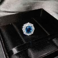 Imitation Sapphire Ring Set, Luxury Full Of Citrine Pendant Necklace, Redstone Colored Treasure Earrings For Women