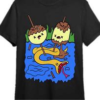 Men's Black T-Shirt, Adventure Time Bubblegum Princess Rock Jack and Finn Print - Casual Street Style Men's Summer T-Shirt S