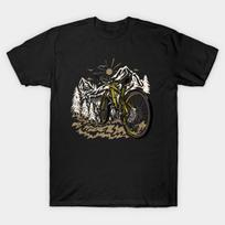 Men Black Print T-shirt Mountain Trail Biking Bliss No-Cut Transfer Paper Print Cotton Tshirt 2XL juoda