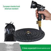 Copper-Plated Telescopic Water Hose with 8-Function Spray Gun for Gardening and Car Washing 25FT EU Standard (Green) 10 Spray Modes