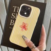 Yellow Striped Peony Flower Pattern Phone Case For iPhone 17 Pro Max 16 15 14 Plus 13 12 11 Pro Max 16E 17 Air X XR XS Max Cover iPhone 13 Pro Max