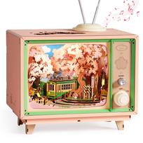 ROBOTIME 3D Wooden Music Cherry Blossom Cherry Blossom Japanese Style Interior Romantic Craft for Children and New Gift Puzzle, Puzzle, Box, Handmade,