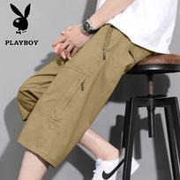 PLAYBOY Men's Summer Quick-Dry Seven-Point Shorts 5XL žemės geltona spalva