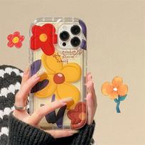 Niche ins yellow flower apple 15 mobile phone case iphone14promax soft rubber 13/12/11 anti-drop XR apple 15promax