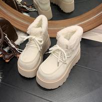 Winter Women's Platform Fur Snow Boots Keep Warm Thick Sole Cotton Short Booties Fashion Comfort Casual Women Shoes Botas Mujer 35 balta