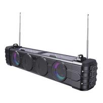 Portable Solar Bluetooth Speaker with FM Radio, Dual Antennas, 5W×2 Drivers, RGB Lights, USB/TF Card Support, 1200mAh Battery, Wireless Soundbar juoda