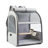 Portable Breathable Bird Carrier Backpack with Transparent Front Mesh Side Ventilation for Small Pets Lightweight Durable 600D Fabric