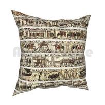 Bajuo gobeleno pagalvės užvalkalas Spausdintas Namų minkštas dekoratyvinis pagalvė Normandiškas Romaneskas Senovinis Siuvinėtas Bajuo Bajuo 30x30cm 12x12in beige