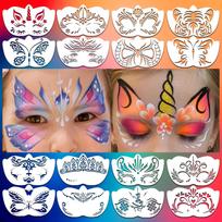 16pcs Body Eye Make Up Face Body Art Reusable Painting Stencil For Halloween Party Tattoos gray