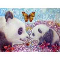 Deimantinis paveikslas  Panda ir drugelis  Siuvinėjimas Viso apvalaus deimantinio kryžminio dygsnio Kalnų krištolas 20X30CM gray