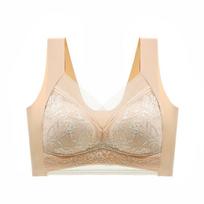 Didelio dydžio apatiniai moteriški Besiūliai Push Up Liemenėlės Liemenė Sexy Lace Top Moteriškas belaidis Patogus seksualus apatinis trikotažas. 3XL smėlis