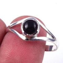 Natural Black Onex Gemstone Handmade 925 Solid Sterling Silver Ring Size 10 I2V77