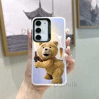 Samsung S24Plus mobiliojo telefono dėklas su spalvingu lazeriniu dizainu - Suderinamas su S23/S22/S21 - Su Aurora White ir mielu TD meškiuko dizainu. Samsung S20 Plus