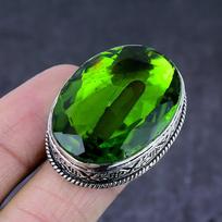 Peridot Gemstone Handmade 925 Steling Silver Gift Jewelry Ring Size 7.5 Z5H52 green