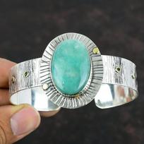 Amazonite Cuff Bracelet Handmade Jewelry Gemstone Bangle 925 Sterling Silver Bangle Adjustable Cuff Bracelet Brand New Jewelry Gifts For Her