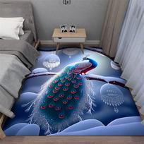 Thickened 3D peacock bedroom bedside carpet universal four seasons bed front bay window mat kitchen living room high-end carpet 50x80cm balta