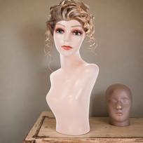 Bald Mannequin Head Wig Display Stand Manikin with Shoulder for Wigs Making Styling Style B