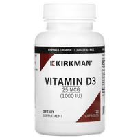 Kirkman Labs, Vitamin D3, 25 mcg (1,000 IU), 120 capsules