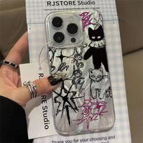 Cool Cat Graffiti Phone Case For Samsung S25 S24 Ultra S23 Ultra S22 S21 S20 Plus Note 20 S24FE Silicone Trendy Luxury Cover Y2K S22 5G