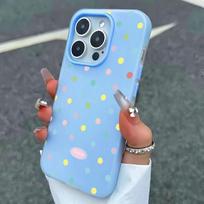 Luxury Colorful Dots Jelly Color Phone Case For iPhone 17 Air 11 12 13 14 15 16 17 Pro Max Plus Shockproof Bumper Cases Cover iPhone 15 Plus mėlyna