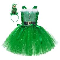 Christmas Tutu Dress For Girls European American Style Soft And Safe Suitable For All Seasons S žalia