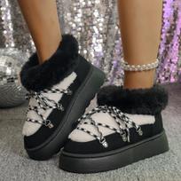 Nauji storapadžiai moteriški sniego batai Pliušiniai Nėriniai Neslystantys Dėvėjimui atsparūs Medvilniniai batai žiemai Zapatillas Mujer 36-43 36 juoda