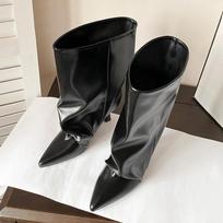 Smailūs moteriški ankle boots, aukštakulniai, mados dizainerio batai, žiemos suknelės, prabangūs bateliai, 2025 m. suknelės, Goth Chelsea batai, Moteriški 35 juoda
