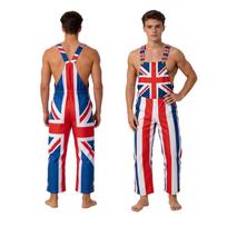 Suaugusiųjų Union Jack rašto kombinezonas Šv. Jurgio šventės vakarėlio kostiumas Berankovis kombinezonas Ilgos kelnės Tinka teminiams renginiams S raudona