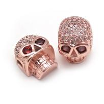2 vnt. raudonų akių kaukolės formos metaliniai madingi aksesuarai papuošalų komponentams, „pasidaryk pats“ žavesio dekoravimui 10*13mm 2pcs rožinio aukso spalvos