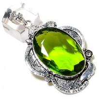 Peridot Gemstone Handmade 925 Sterling Silver Gift Jewelry Pendant 2.48  K5s17 gray