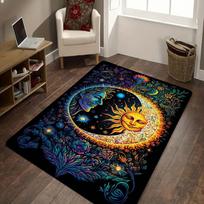 Mysterious Sun and Moon Area Rug Machine Washable Flannel Carpets Non-slip Floor Mat for Bedroom Living Room Home Decor Sofa Rug 40X60cm-16x24in
