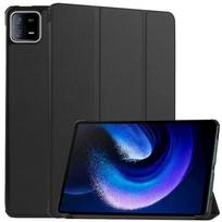 Planšetinio kompiuterio dėklas Xiaomi Pad 6 2023, trifoldis PU odos apsauginis dangtelis su rankos dirželiu Xiaomi Pad 6 2023 juoda