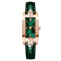 Elegant Watches Fashion Rectangular Ladies Quartz Watch Green Dial Simple Leather Luxury Women Gifts Watches