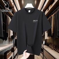 PLAYBOY 2026 Men's Loose Fit Pure Cotton Short Sleeve T-Shirt 2XL juoda