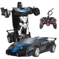 Elektrinis RC automobilis 2 viename transformacija Robotai Sportinės transporto priemonės Modelis Robotai Berniukai Žaislai Nuotolinio valdymo pultas Šaunūs RC deformaciniai automobiliai Vaikiški žaislai Dovanos juoda