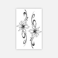 Retro Ink And Wash Plain Flower Arm Tattoo Sticker High-End Personality Simple Tattoo Sticker 12*19