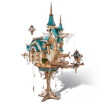 FUNPOLA 3D medinis dėlionė Dangaus pilis Steampunk pasidaryk pats modelio rinkinys, 863 dalys