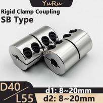 1PCS D40L55 SB Rigid Clamp Coupling Bore 8/10/11/12/14/16/17/18/19/20mm Aluminium Screw Rod Drive Shaft CNC Jaw  Motor Coupler 8mm to 8mm