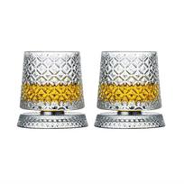 2PCS Whiskey Glasses Rotating Whisky Glass With Glass Base 360 Rotate Degrees Crystal Rum Glass For Cocktail Party Drinking Gift 301ml