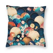 Japanese Scale Kimono Square Pillowcase Polyester Linen Velvet Pattern Zip Decorative Pillow Case Home Cushion Cover 30x30cm