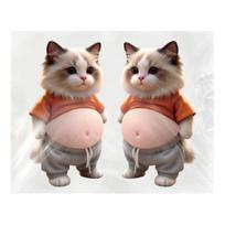 2Pcs 3D Belly Cat Anti-collision Sticker Anxiety Stress Relief Elastic Tummy Cartoon Kitten Decal Silicone Belly Animal Buffer Sticker A