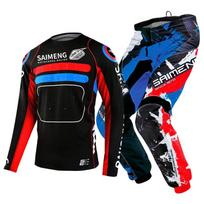 SIZE 20 22 24 26 28 saimeng children's enduro motocross gear set mx jersey pants motorcycle kits mtb Off Road youth racing suit YS-20 (15-19KG) mėlyna