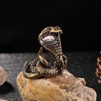Antique Bronze Cobra Boa Snake Statue Miniature Figurines Copper Zodiac Animal Desk Decorations Tea Pets Ornaments Brass Crafts 4.2x4.2cm black